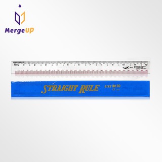 ราคาไม้บรรทัดพลาสติกใส PVC Straight Rule No.10 12 นิ้ว ไม้บรรทัด ปลอกฟ้า ตราเครื่องบิน