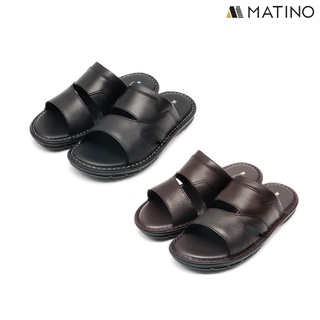 MATINO SHOES รองเท้าแตะชายหนังแท้ รุ่น MC/T 9320 - BLACK/BROWN