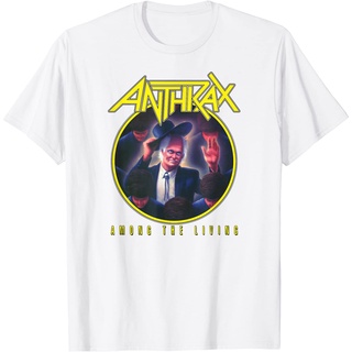 คอลูกเรือเสื้อยืดคอกลมAnthrax – เสื้อยืดคอกลม แขนสั้น ผ้าฝ้าย ลายโลโก้ Among The Living สีเหลือง แฟชั่นฤดูร้อนผ้าฝ้ายแท้