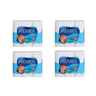 กระดาษชำระม้วน พรีเมียร์ ซุปเปอร์ หนา 2 ชั้น 6 ม้วน x 4 แพ็ค   24 ม้วน  Premier Fish Super Roll  2Ply 6Rolls X 4 PACKS