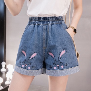 【80-200Jin Wear】กางเกงยีนส์ขาสั้นทรงหลวมขนาดพลัสไซส์สําหรับผู้หญิง
