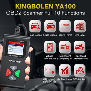 Kingbolen Ya100 เครื่องสแกนเนอร์อ่านโค้ดรถยนต์ OBD2 EOBD