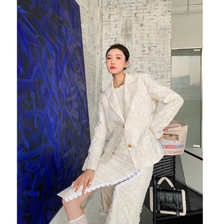 [S0080] Milky white set suit ชุดเซ็ตเสื้อสูท+กระโปรงเอวสูงเข้าเซ็ต ชุดสูททำงาน ชุดทำงานผู้หญิง