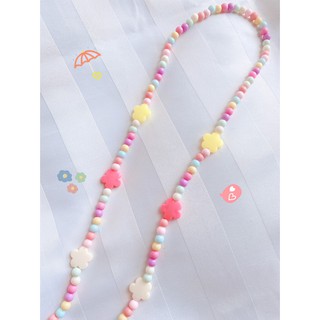 พร้อมส่ง สายคล้องแมสลูกปัด ❤️แต่งดอกไม้ปลายสาย❤️ เบาเบา งานแฮนเมด สายหวาน ลูกคุณ