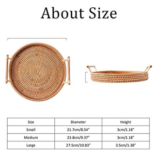 Rattan Dinner Plate Three Piece Set With Handle For Organizers 903