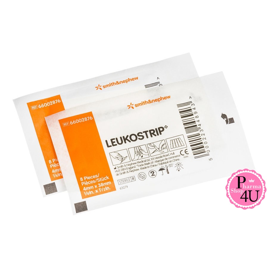 Leukostrip 6.4X76MM เทปปิดแผล แผ่นเทปสเตอไรด์ แผ่นปิดแผลสำเร็จรูป 1ซองมี3แผ่น