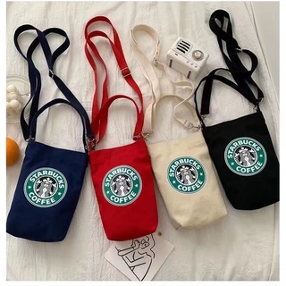 Starbucks กระเป๋าสะพายไหล่ อเนกประสงค์ ขนาดเล็ก สําหรับใส่โทรศัพท์มือถือ แก้วน้ํา ชานม