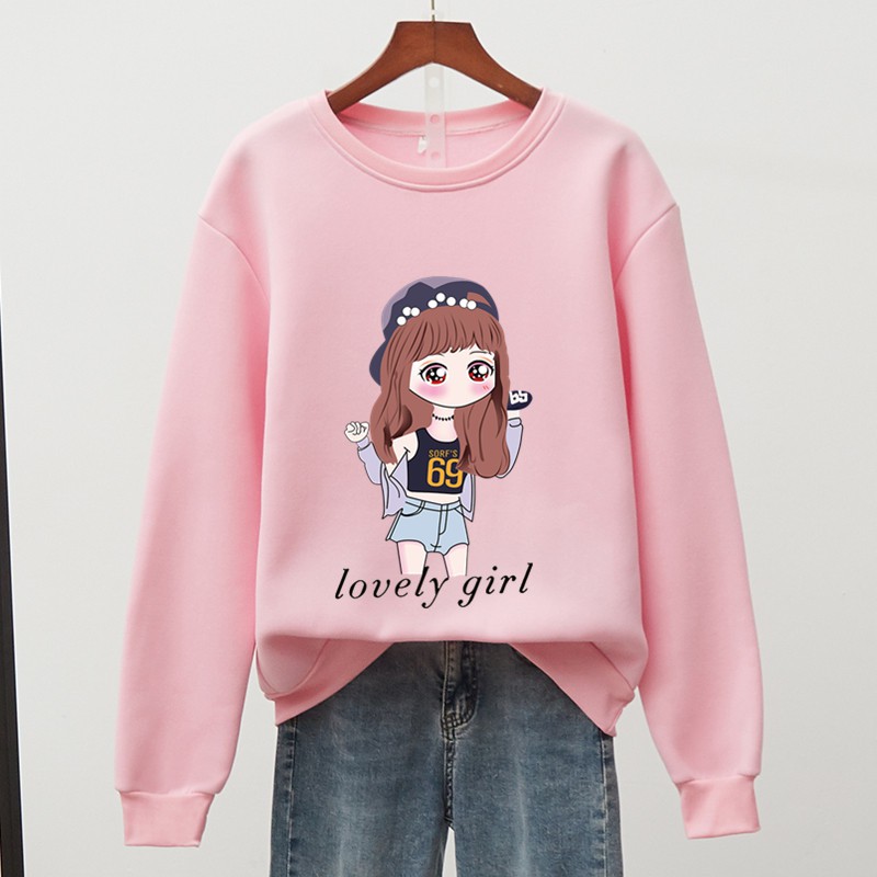 BK-O-236 เสื่อแขนยาวคอกลม พิมพ์ลายการ์ตูนน่ารัก มีไซส์ครบ สีให้เลือก เสื้อกันหนาวแฟชั่นเกาหลี