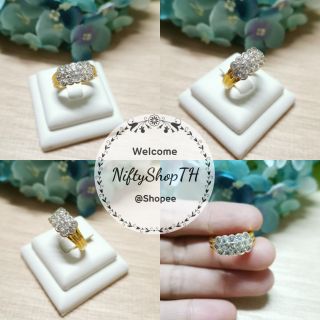 แหวนทองหุ้มประดับเพชร CZ 3แถว​ สวยหรูมาก