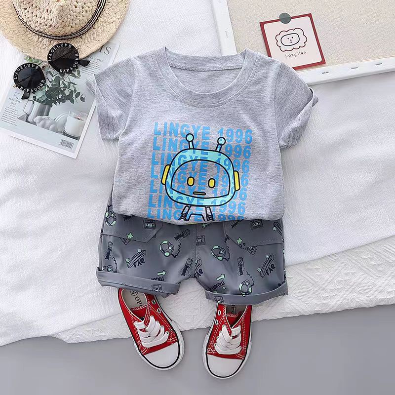 ชุดเด็กผู้ชาย 6เดือน-5ปี เสื้อโปโลหมี กางเกงขาสั้น ผ้าคอตตอน ใส่สบาย