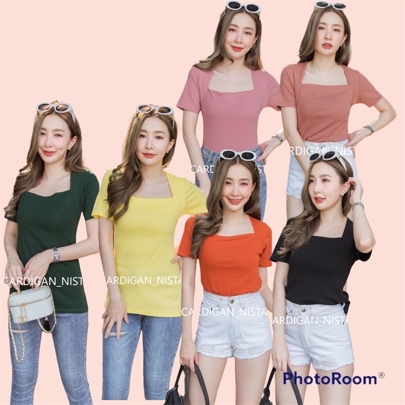 งานป้ายแท้ My top lot 30 เสื้อยืด คอสามเหลี่ยม แขนสั้น G152​ CARDIGAN_NISTA (MT3E+ถ11)
