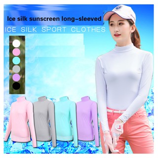 TTYGJ golf womens base coat long-sleeved T-shirt summer ice silk sun protection shirt golf sun protection clothing VEWR