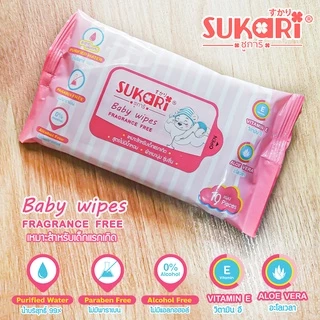 [ผ้าหนานุ่ม ชุ่มชื่น] Sukari MINI ทิชชู่เปียก(พกพา) ขนาด 10 แผ่น //