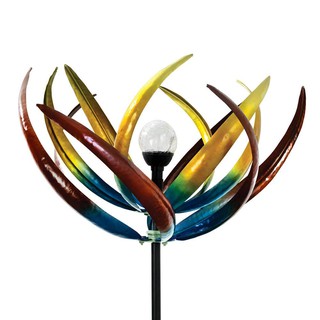 Bits and Pieces : BNP49527* โคมไฟและกังหันตกแต่งสวน Solar Multi-Color Tulip Wind Spinner