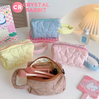 CRYSTAL RABBIT กระเป๋าใส่เครื่องสำอาง กระเป๋าถืออเนกประสงค์ ผ้าสักหลาดขนนิ่ม ลายการ์ตูน ถุงล้าง กระเป๋าเก็บของ