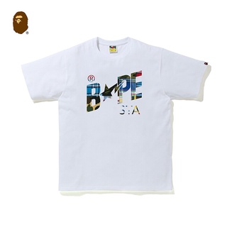 【leee】【Vansss】พร้อมส่ง Bape เสื้อยืดแขนสั้นพิมพ์ลายตัวอักษรดาวลายพรางสําหรับผู้ชาย 110050 Oversize