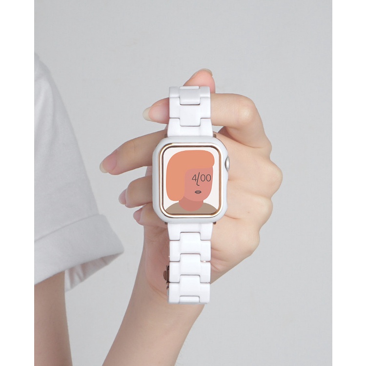 สายนาฬิกาข้อมือเรซิ่น สําหรับ Apple Watch 7 6 5 4 3 SE
