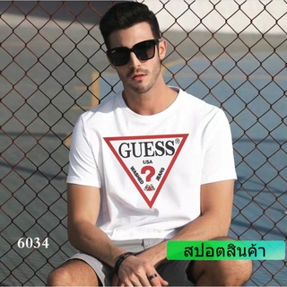 T-shirt  Guess เสื้อยืดลําลอง ผ้าฝ้าย แขนสั้น คอกลม พิมพ์ลาย แฟชั่นสําหรับผู้ชายS-5XL