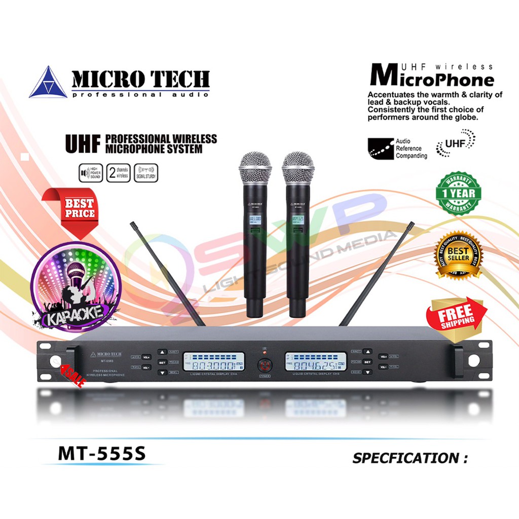 MICRO TECH (ไมค์ลอย) คลื่นความถี่ใหม่ กสทช ไมค์คู่ (1U) UHF