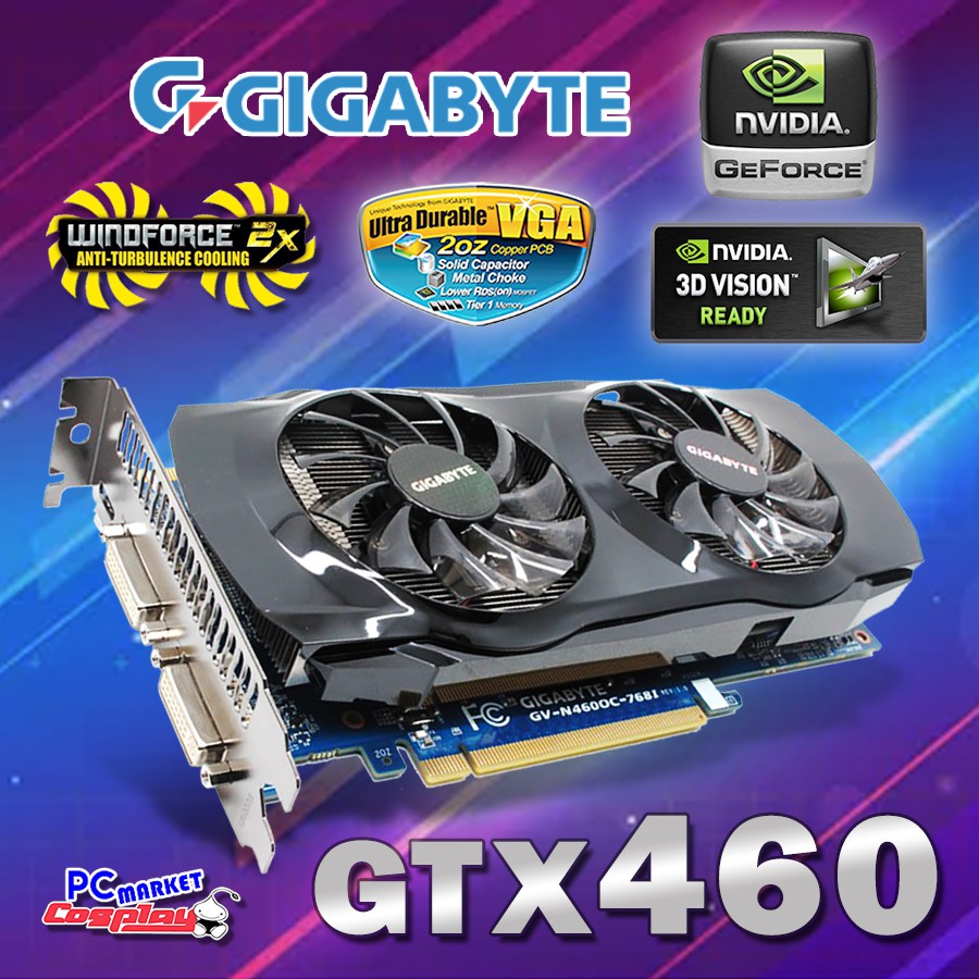 การ์ดจอ Gigabyte NVIDIA GeForce GTX460 GV-N460OC-768I GDDR5 (รีเฟอร์บิช)