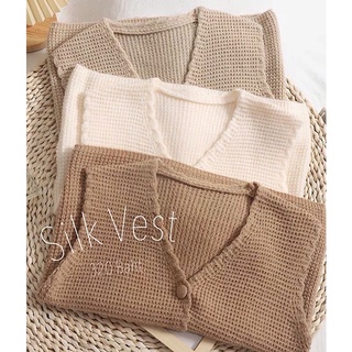 ツ Silk Vest 🌨☃️ เสื้อกั๊กคาร์ดิแกนกันหนาวสไตล์โคเรีย
