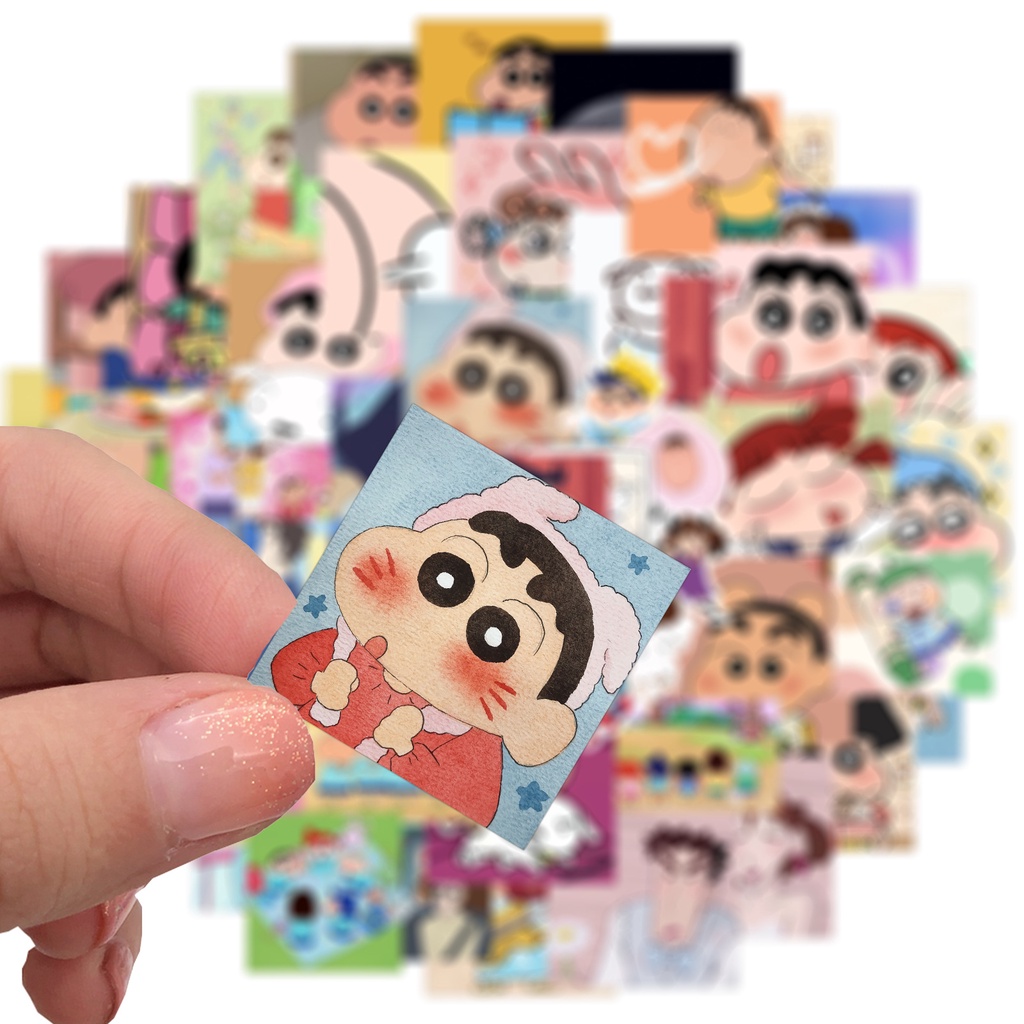 50 ชิ้น Crayon Shin-chan Shin chan Sticker สติกเกอร์กันน้ำรูปแบบที่แตกต่างกัน