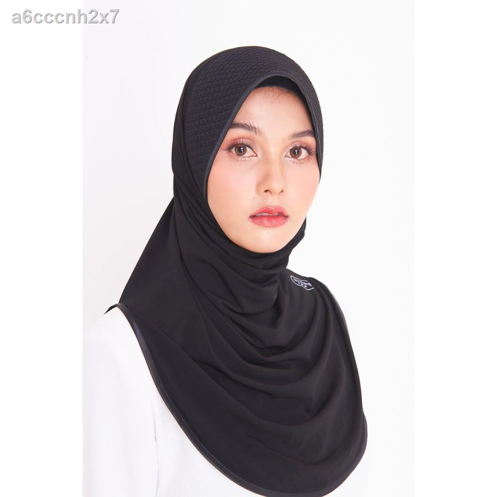 ✖NUNUH CLASSIC ผ้าคลุมฮีญาบแบบสำเร็จคลาสสิค ทรงฟองน้ำตารางสีดำ (FN-N)