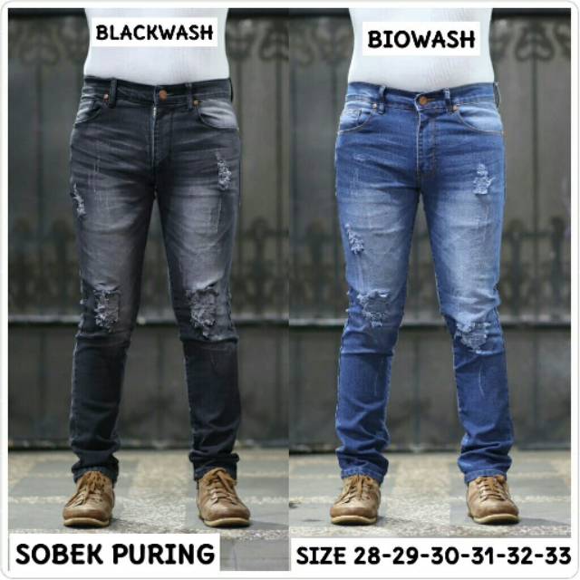 Mens Long Biker JEANS / Ripped MODEL