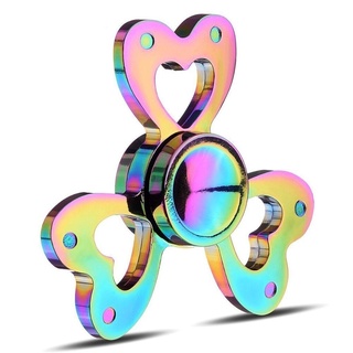 ฟิดเจ็ท แฮนด์ สปินเนอร์ แบบโลหะ ดอกไม้ หัวใจ 3 แฉก 3 Heart Flower Rainbow Metal Fidget Hand Spinner