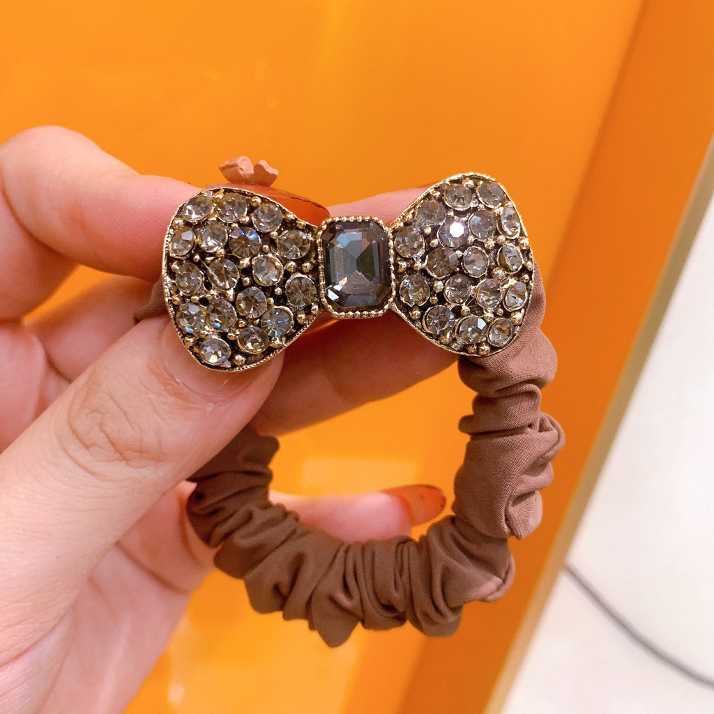 Bowknot Crystal Full Rhinestone Hair Band แหวนลําไส้ฝรั่งเศส - รูปที่ 5
