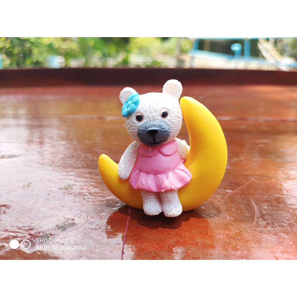 ตุ๊กตา หมีคู่ นั่งบนพระจันทร์ Moon Couple Bear Miniature Figurines Fairy Garden Dollhouse Decor Micro Landscape ราคา ถูกที่สุด ดีลบีเคเค แกลเลอรีภาพที่ 5