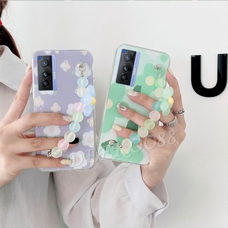 เคสโทรศัพท์ VIVO X70 X60 Pro V21 V20 SE Pro Y52 Y72 Y12A Y12S Y20S Y20sG Y20 Casing Crystal Bracelet Small fresh flowers Transparent Cover Shockproof Phone Case VIVO X70 X70Pro 5G เคส