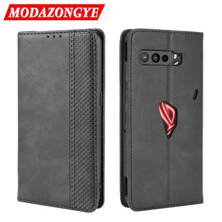 PU Leather Stand Holder Asus ROG Phone 3 Flip Casing Asus ROG Phone 3 ROG3 ซองหนัง Cover