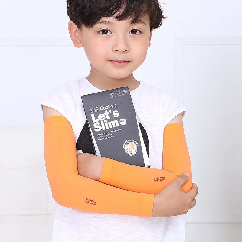 ปลอกแขนกันแดดสำหรับเด็ก Let'slim Kids 3-12 ขวบ ไม่มีสกรีน และแพคเกจ
