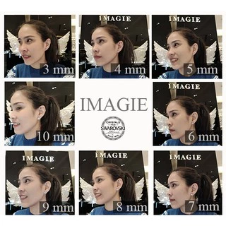 IMAGIE ต่างหูคริสตัล เม็ดกลม 3-4-6-7mm โทนชมพู-แดง