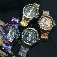 Gshock 2 ระบบ สายเหล็กสีไทเทเนียมงานท็อปมิลเลอร์ ปั้มทุกจุด พร้อมกล่องคาสิโอ้