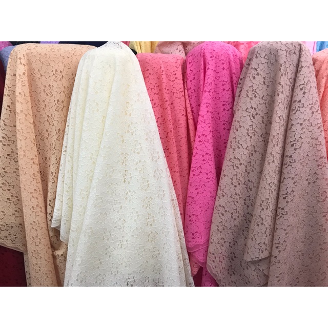 ผ้าลูกไม้ตัดเสื้อ ลูกไม้ราเชล ลูกไม้เกาหลี ลูกไม้ยืดฉลุ หน้า 44 นิ้ว หน่วยขายเป็นเมตร