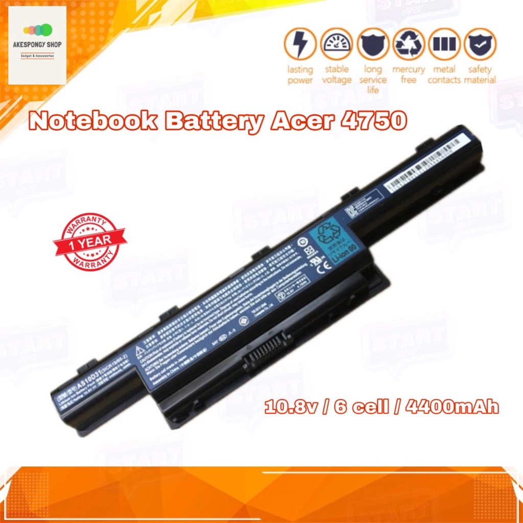 แบตโน๊ตบุ๊ค Notebook Battery Acer Aspire 4333 4551 4625 4733 4741 4743 4750 (AS10D31 AS10D51) สินค้า
