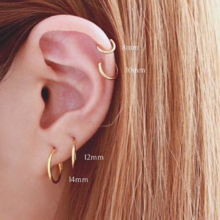 ต่างหูห่วงเงินแท้ 92.5% ชุบทอง 18K fulfilled earring