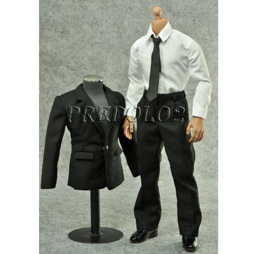 [PREDOLO2] 1/6 Scale Black Suit Set Pants Clothes Tie for 12 Inch Action Figures