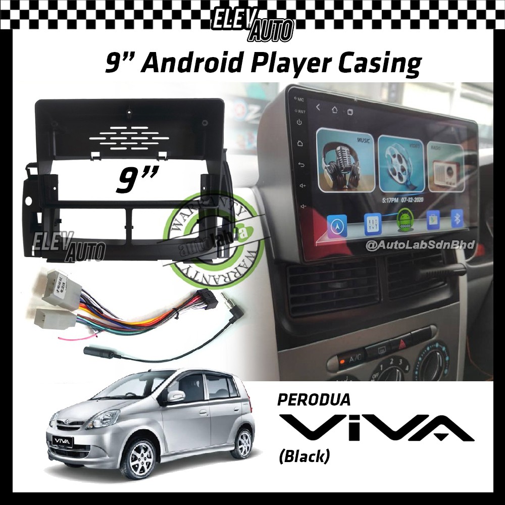 Perodua Viva Android Player Casing 9" with Player Socket Monitor Frame