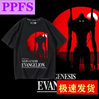 เสื้อยืดลำลองeva co-branded เสื้อยืดชายอะนิเมะสองมิติรอบขนาดใหญ่เสื้อผ้าแขนสั้น Evangelion หมายเลข 1 เครื่องS to4XL