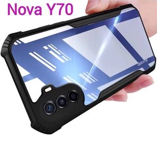 Nova Y70(พร้อมส่งในไทย)เคสกันกระแทกขอบสีหลังใสHuawei Nova Y70/Nova Y70 Plus 4G