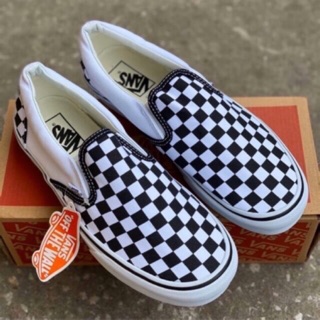 🛵รองเท้า มาใหม่ ✨Vans Checkerboard Slip On  ตารางหมากรุก ครีม-ดำ