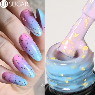 Ur SUGAR ยาทาเล็บเจล กลิตเตอร์ สีทอง 3 ชั้น แบบบางพิเศษ