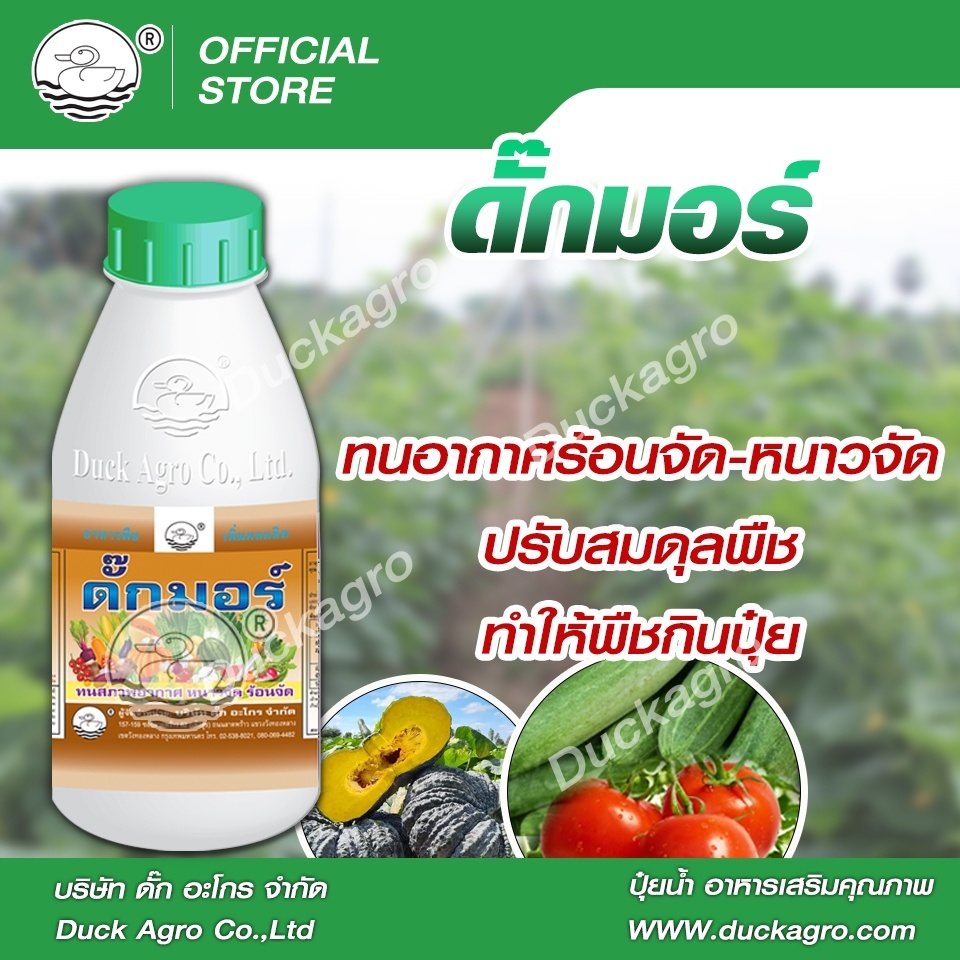 ธาตุอาหารรอง-เสริม ดั๊กมอร์  ตราเป็ด  ทนอากาศร้อนจัด-หนาวจัด ปรับสมดุลพืช ทำให้พืชกินปุ๋ยดี  บรรจุ 250 / 500 /1,000ซีซ๊