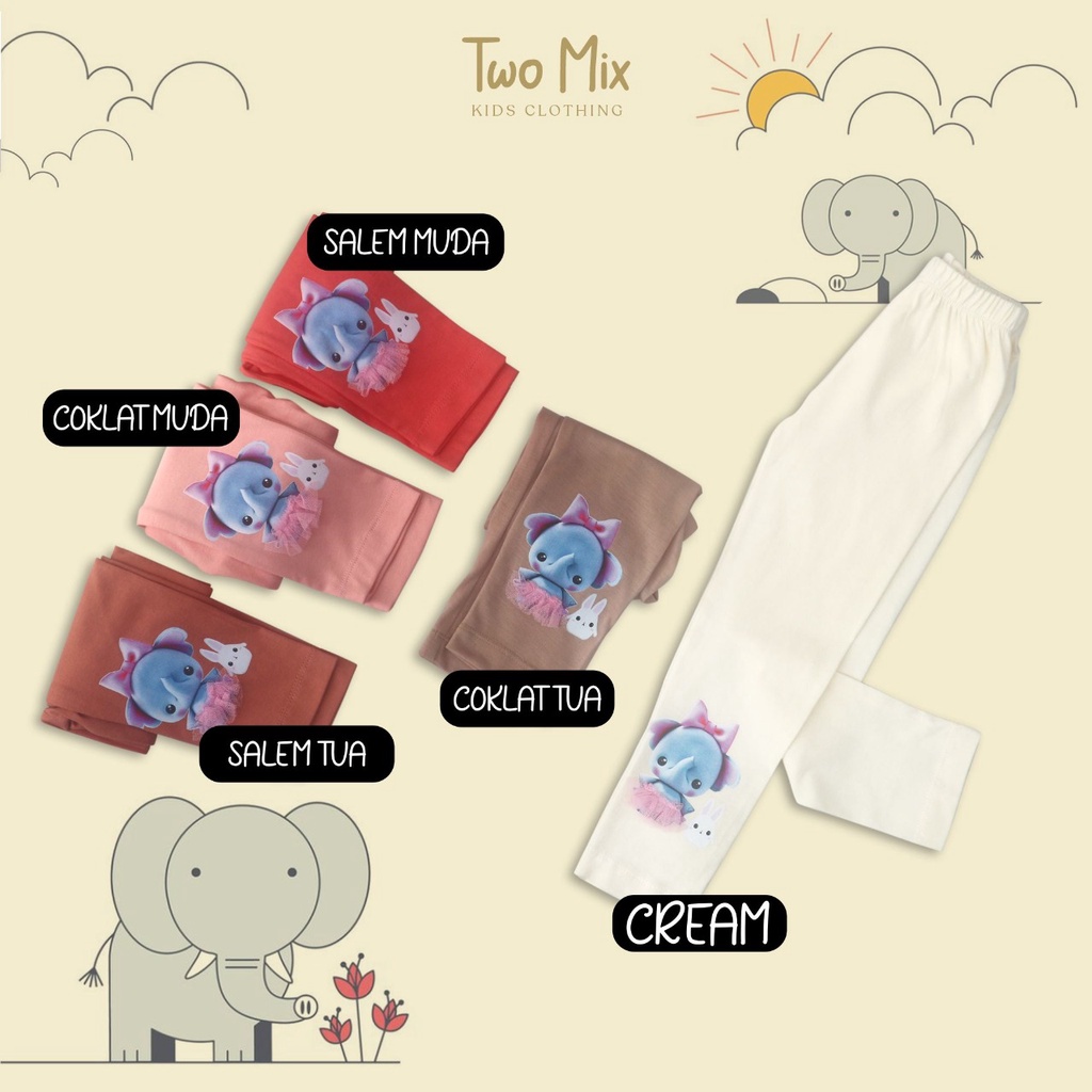 KATUN YUFFIE - เลกกิ้งผ้าฝ้ายลายช้างน่ารักสําหรับเด็กผู้หญิง อายุ 1-12 ปี 4190