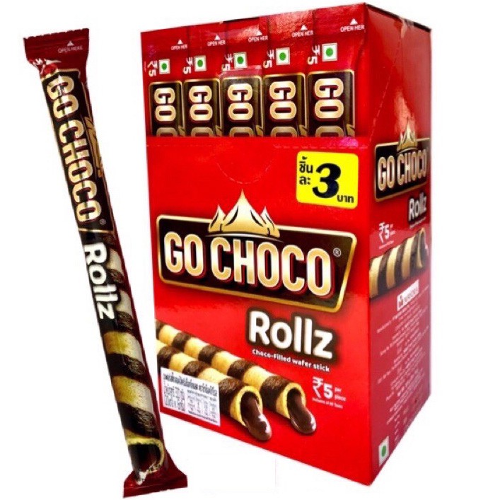 Go Choco Rollz โก ช็อคโก้ โรล 280 กรัม (กล่อง 20 แท่ง) เวเฟอร์โรลช็อกโกแลต เวเฟอร์สติ๊กสอดไส้ครีมช็อกโกแลต โกช็อคโก้ โรล
