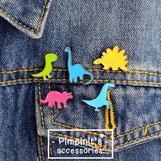 🇹🇭 พร้อมส่ง : 🦖🦕 เข็มกลัดเซ็ทลายไดโนเสาร์หลากสี | Multi Color Dinosaur Enamel Brooch Pin Set.