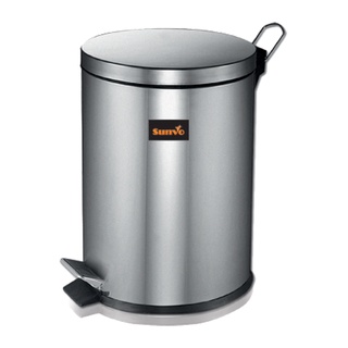 ถังขยะสแตนเลส 12 ลิตร เงิน ซันโว ถังขยะ Stainless Steel Trash Can 12 Liters Silver Sanvo